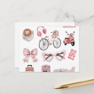 Süßer Herz-Hände-Emoji-Pin - Rosa Schleife Ästheti Feiertagspostkarte