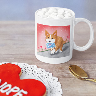 Süßer Herzbrief geliefert von Corgi Kaffeetasse