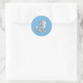 Süßer heulender Wolfswelpe auf Blau Runder Aufkleber (Tasche)