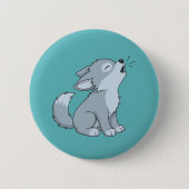 Süßer heulender Wolfswelpe auf Grün Button (Vorderseite)