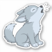 Süßer heulender Wolfswelpe Aufkleber (Vorderseite)