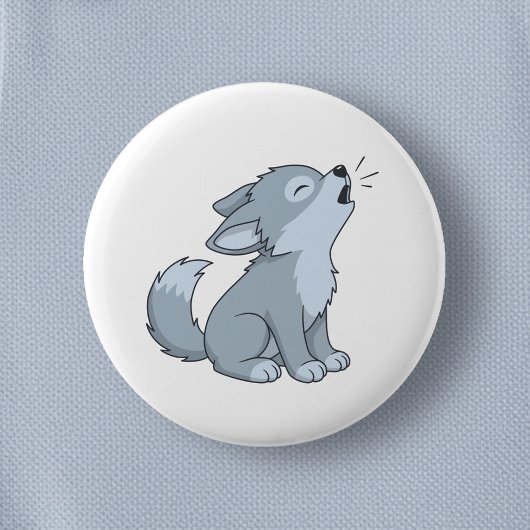 Süßer heulender Wolfswelpe Button
