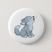 Süßer heulender Wolfswelpe Button (Vorderseite)