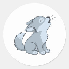 Süßer heulender Wolfswelpe Runder Aufkleber