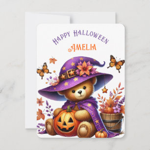 Süßer Hexenbär Kürbis Frohes Halloween Feiertagskarte