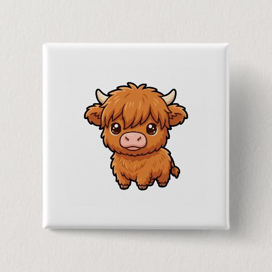 Süßer Highland-Kuh-Knopf Button (Vorderseite)