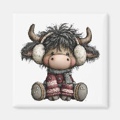 Süßer Highland-Kuh-Weihnachtsmagnet Magnet (Vorne)