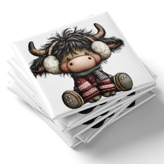 Süßer Highland-Kuh-Weihnachtsmagnet Magnet