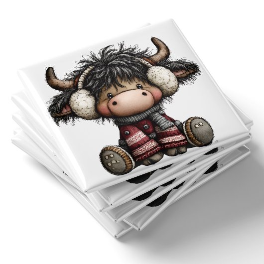Süßer Highland-Kuh-Weihnachtsmagnet Magnet