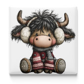 Süßer Highland-Kuh-Weihnachtsmagnet Magnet
