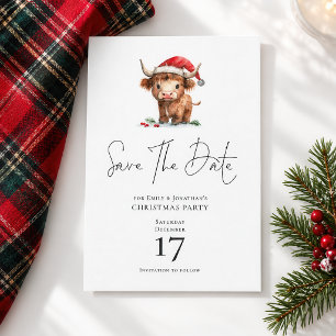 Süßer Highland-Rind Weihnachten Save-the-Date Save The Date