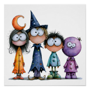 Süßer Himmel Halloween-Freunde Poster
