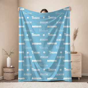 Süßer himmelblauer personalisierter Name Fleecedecke