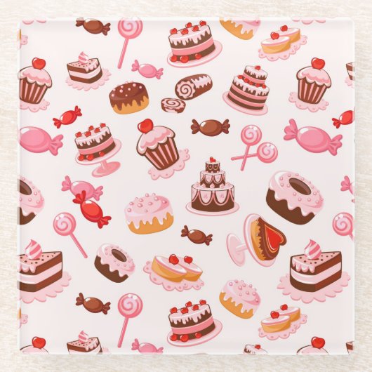 Süßer Hintergrund Glasuntersetzer (Vorderseite)