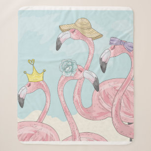 Süßer Hintergrund mit Flamingos. Sommerhintergrund Sherpadecke