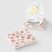 Süßer Hintergrund Steinuntersetzer (Seitenansicht)