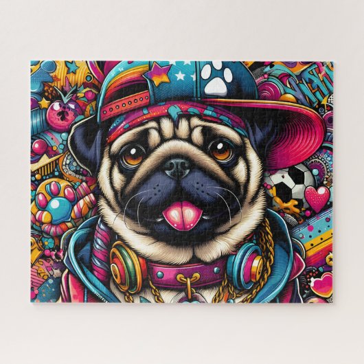 Süßer Hip-Hop-Mops Puzzle (Horizontal)