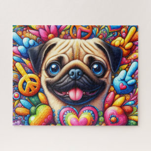 Süßer Hippie-Pug Puzzle