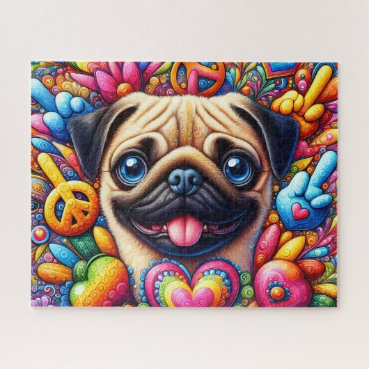 Süßer Hippie-Pug Puzzle (Horizontal)