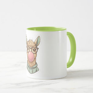 Süßer Hipster-Lama-Aufkleber Tasse