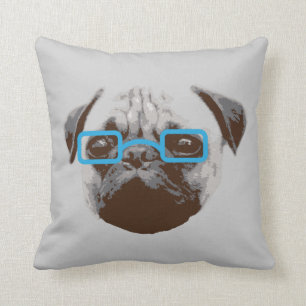 Süßer Hipster-Mops mit Brille Kissen
