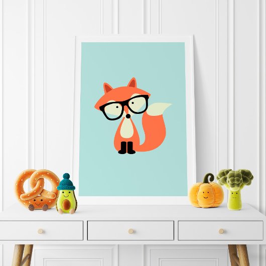 Süßer Hipster Rotfuchs Poster