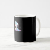 Süßer holografischer Geist, der schwarze Katze kus Kaffeetasse (VorderseiteRechts)