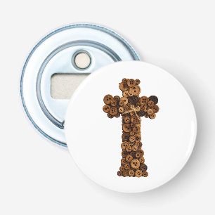 süßer hölzerner Knopfkreuz christlich Flaschenöffner