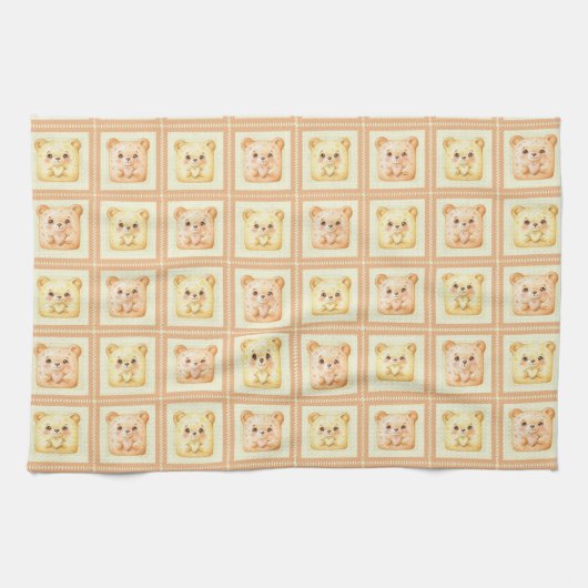 Süßer Honig-Patchwork-Keks-Teddybär Geschirrtuch (Horizontal)