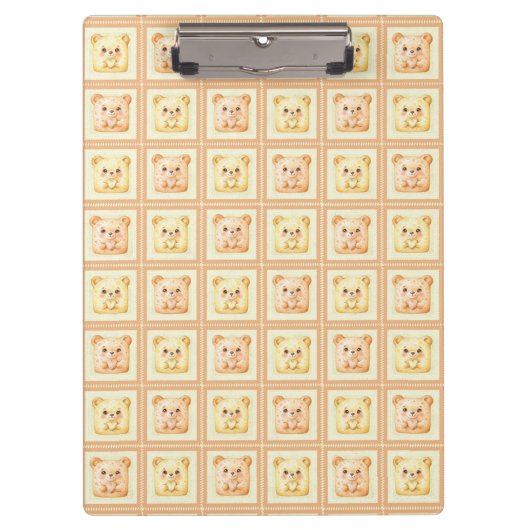 Süßer Honig-Patchwork-Keks-Teddybär Klemmbrett (Vorderseite)