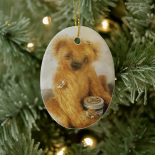 Süßer Honigbär-Teddy personalisiert Keramik Ornament