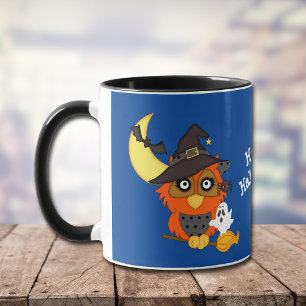 Süßer Hoot Owl und Geist Halloween Tasse