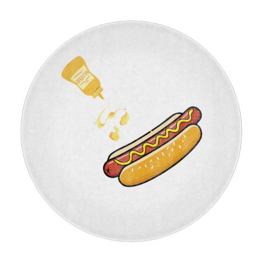 Süßer Hot Dog und Senfglas Schneidebrett (Vorderseite)