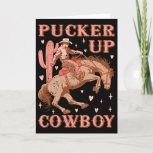 Süßer Howdy Western Valentinstag Pucker Up Cowboy Karte