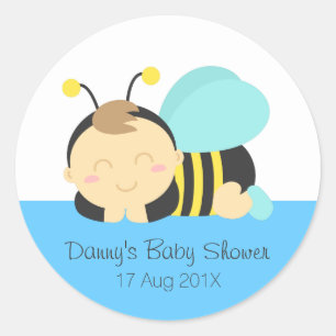 Süßer Hummel-Baby-boy-Babyshower Runder Aufkleber