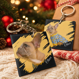 Süßer Hund 2 Foto Schrift Name Tierliebhaber Schlüsselanhänger