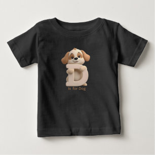 Süßer Hund Buchstabe D Kinder T-Shirt Tier Alpha