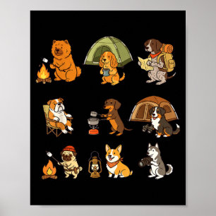 Süßer Hund Camping-Abenteuer Outdoor-Cartoon-Desig Poster