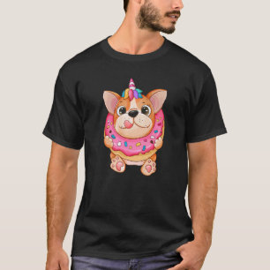 Süßer Hund Corgi isst Donut Süßes Einhorn Hund Süß T-Shirt