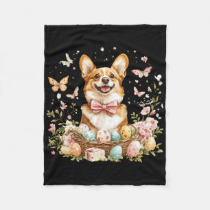 Süßer Hund Corgi Ostern Ei Hase Blumen Grafik Cor Fleecedecke