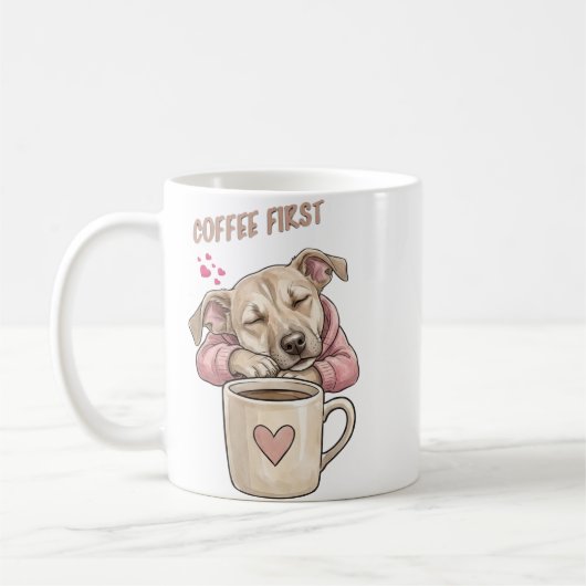 Süßer Hund, der friedlich schläft Kaffeetasse (Links)