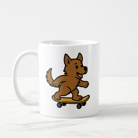 Süßer Hund fährt Skateboard Kaffeetasse (Links)