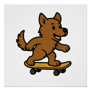 Süßer Hund fährt Skateboard Poster