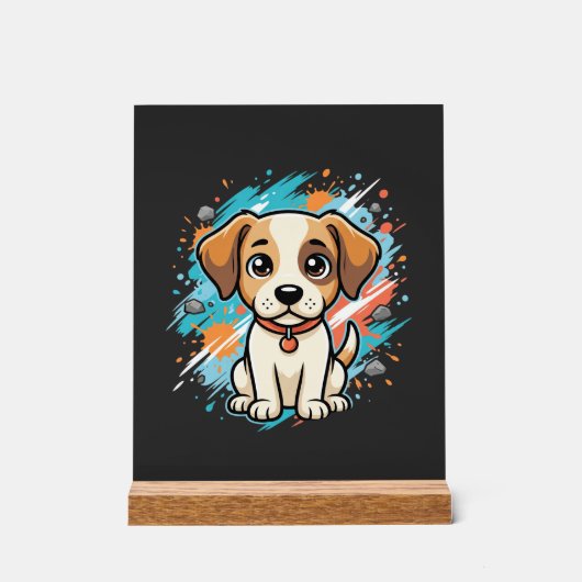 Süßer Hund Farb-Spritzer Vektor Kunst_1 Acrylschild (Vorderseite)