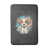 Süßer Hund Farb-Spritzer Vektor Kunst_1 Badematte (Vorderseite Vertikal)