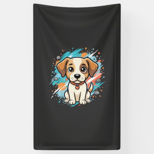 Süßer Hund Farb-Spritzer Vektor Kunst_1 Banner (Vertikal)