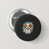 Süßer Hund Farb-Spritzer Vektor Kunst_1 Button (Vorne & Hinten)