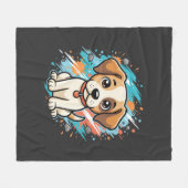 Süßer Hund Farb-Spritzer Vektor Kunst_1 Fleecedecke (Vorderseite (Horizontal))