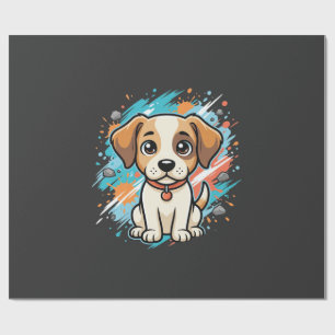 Süßer Hund Farb-Spritzer Vektor Kunst_1 Geschenkpapier