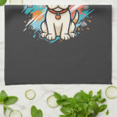Süßer Hund Farb-Spritzer Vektor Kunst_1 Geschirrtuch (Gefaltet)